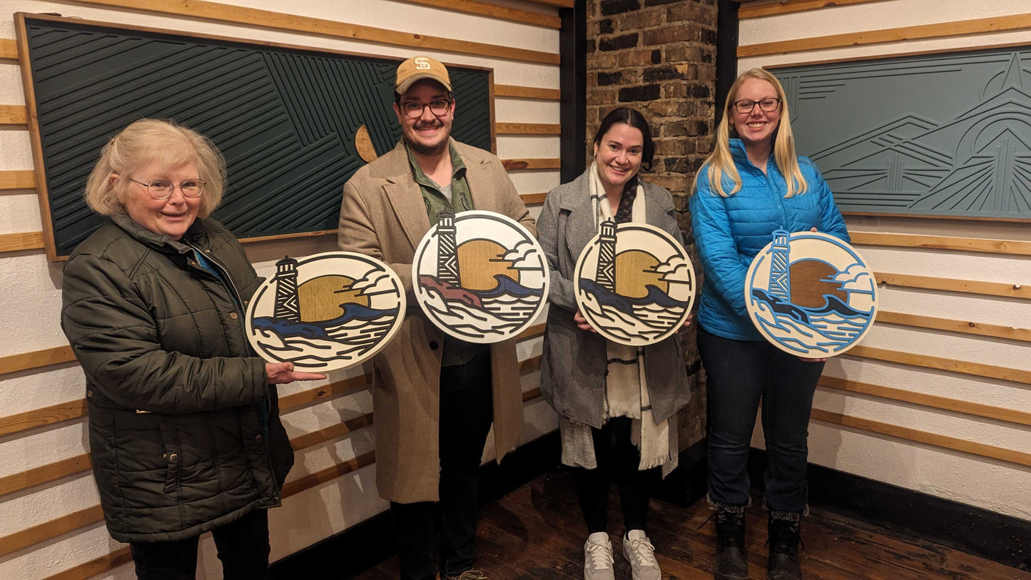 Lighthouse Wood Mosaic Class at Riverview Coffee | February 7th @ 6pm | Belle Plaine, MN