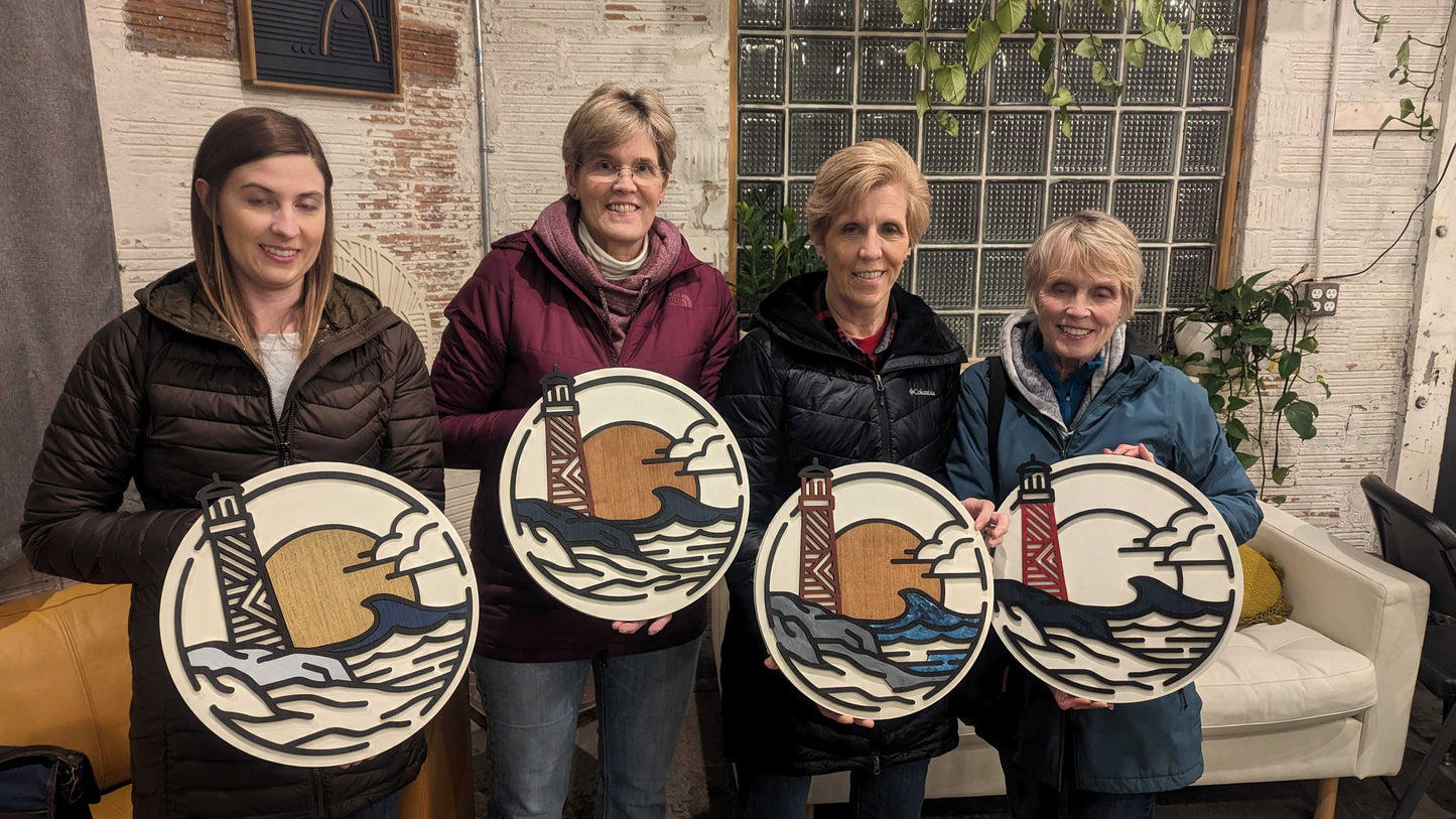 Lighthouse Wood Mosaic Class at Riverview Coffee | February 7th @ 6pm | Belle Plaine, MN