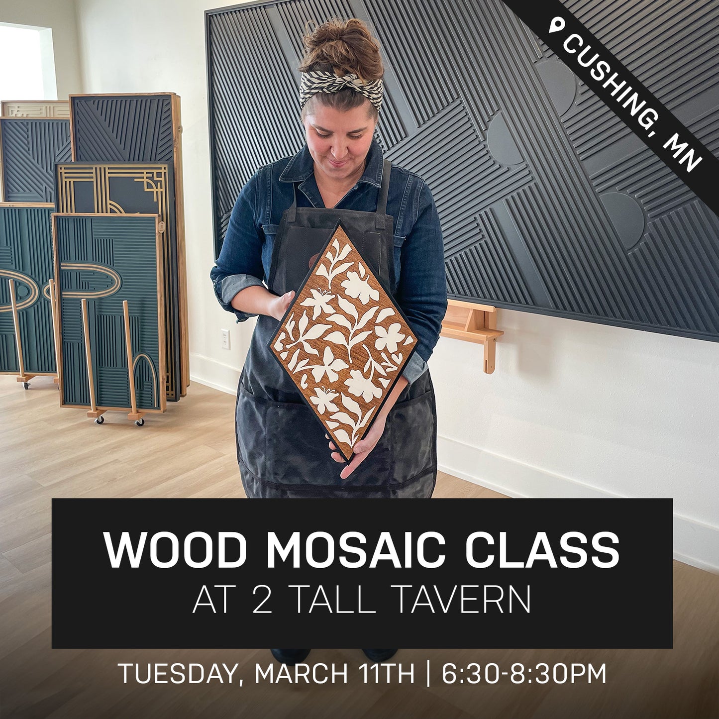 Bloom Wood Mosaic Class at 2 Tall Tavern| March 11th @ 6:30pm | Cushing, MN