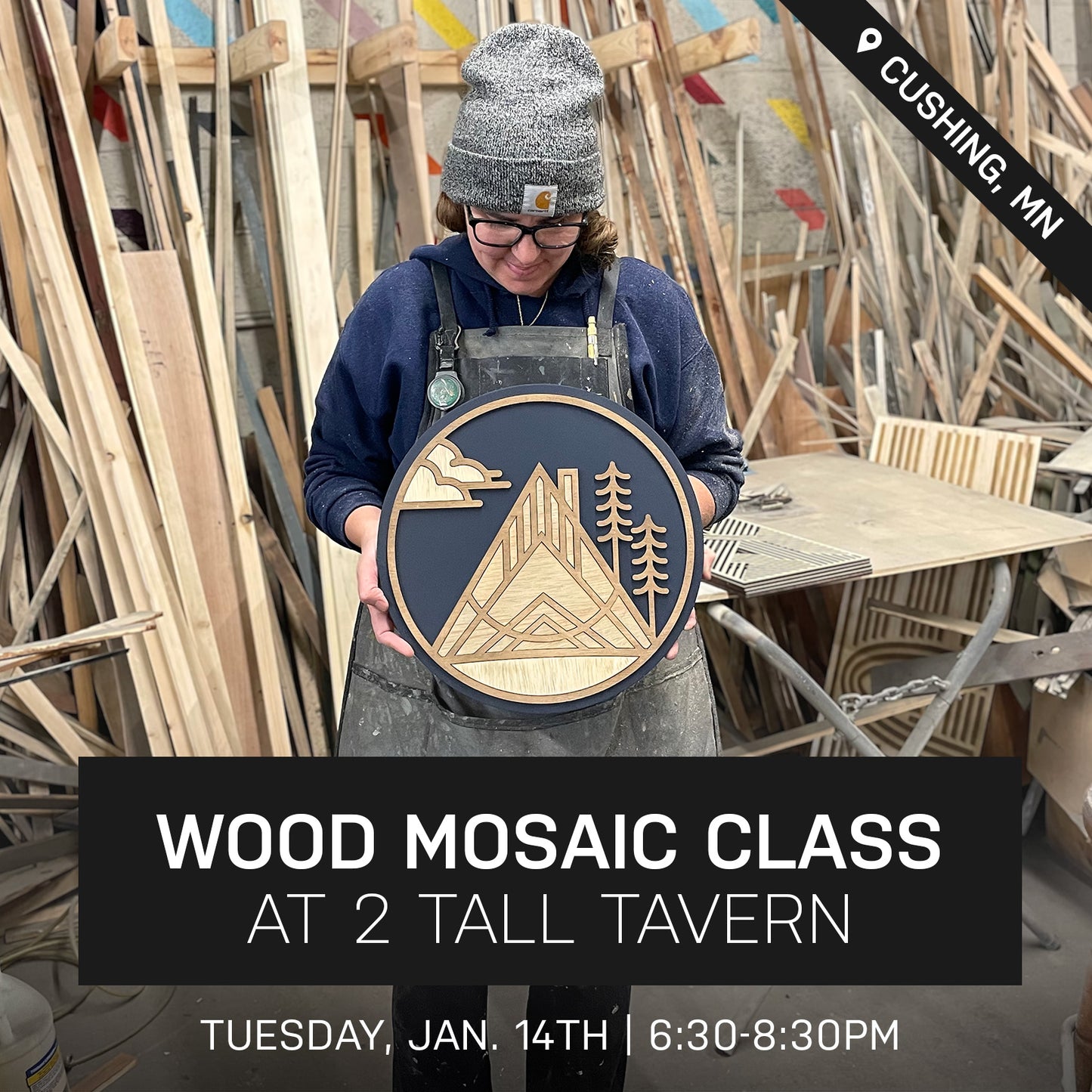 Voyage Wood Mosaic Class at 2 Tall Tavern | Jan. 14th @ 6:30pm | Cushing, MN