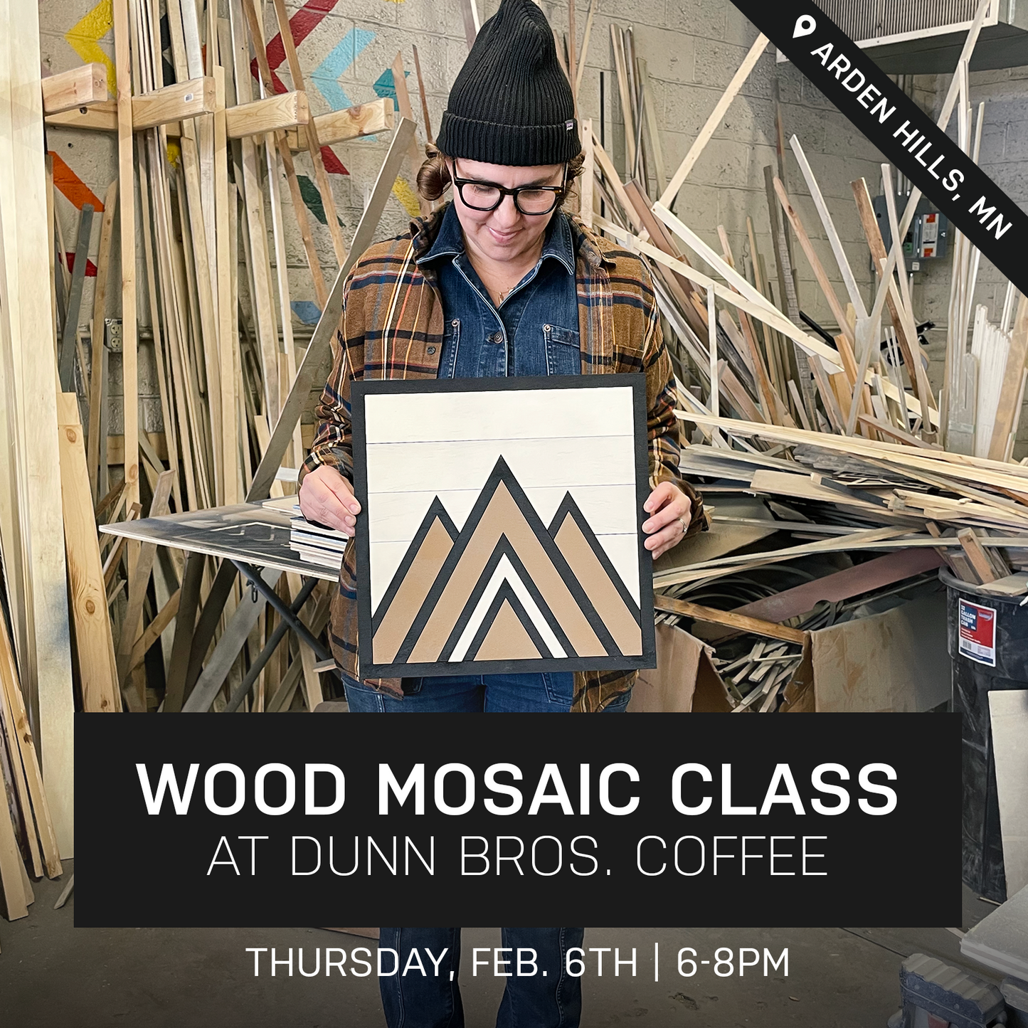 Summit Wood Mosaic Class at Dunn Bros. Coffee | Feb. 6th @ 6pm | Arden Hills, MN