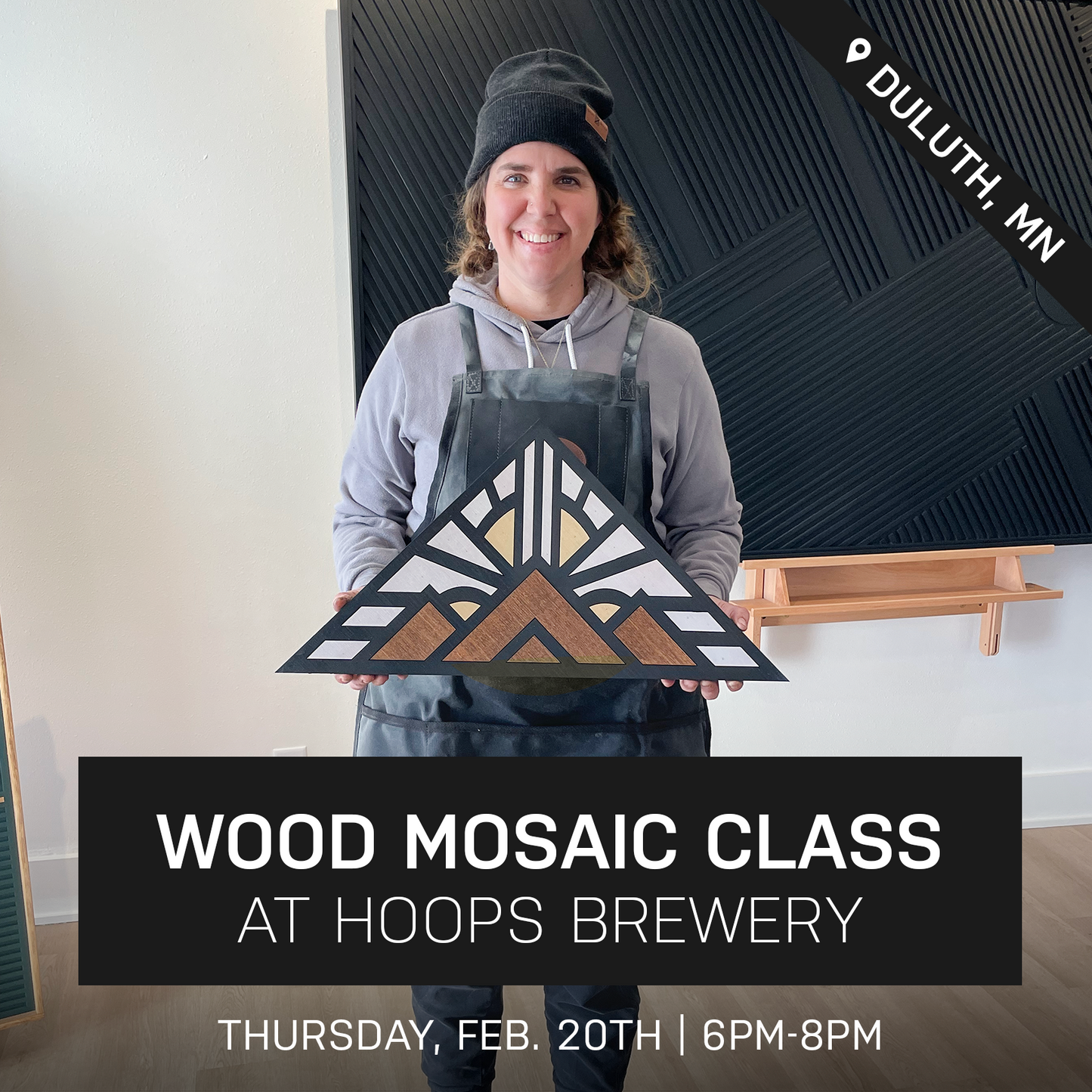 Peak Wood Mosaic Class at Hoops Brewery | Feb. 20th @ 6pm | Duluth, MN