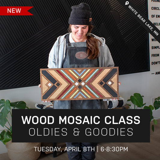 Awe & Wonder Wood Mosaic Class at Oldies & Goodies | April 8th @ 6pm | White Bear Lake, MN