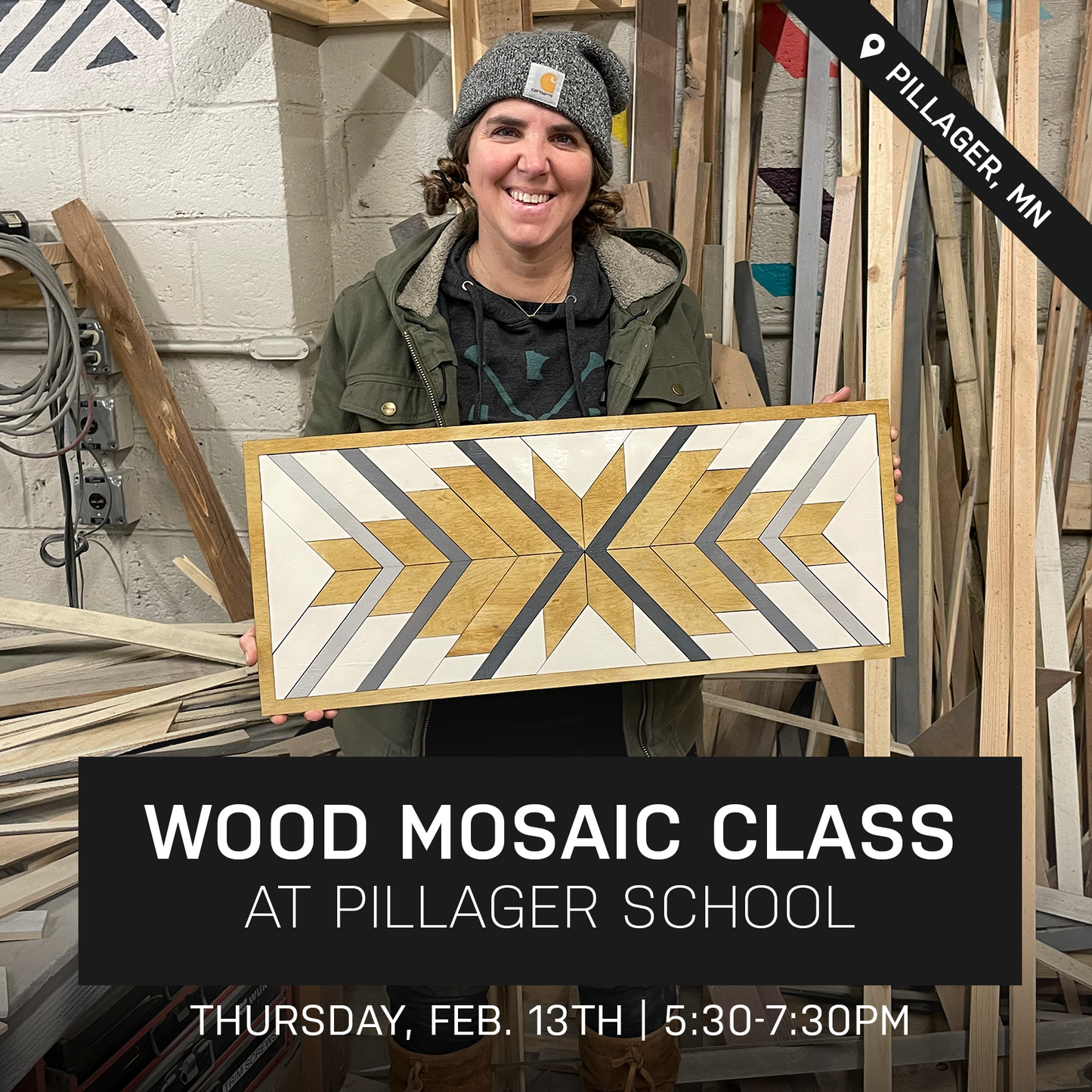 Feather Wood Mosaic Class at Pillager School | Feb. 13th @ 5:30pm | Pillager, MN