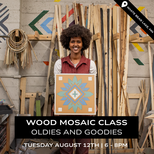 SUMMER EXCLUSIVE Sunflower Wood Mosaic Class at Oldies & Goodies | August 12th @ 6pm | White Bear Lake, MN