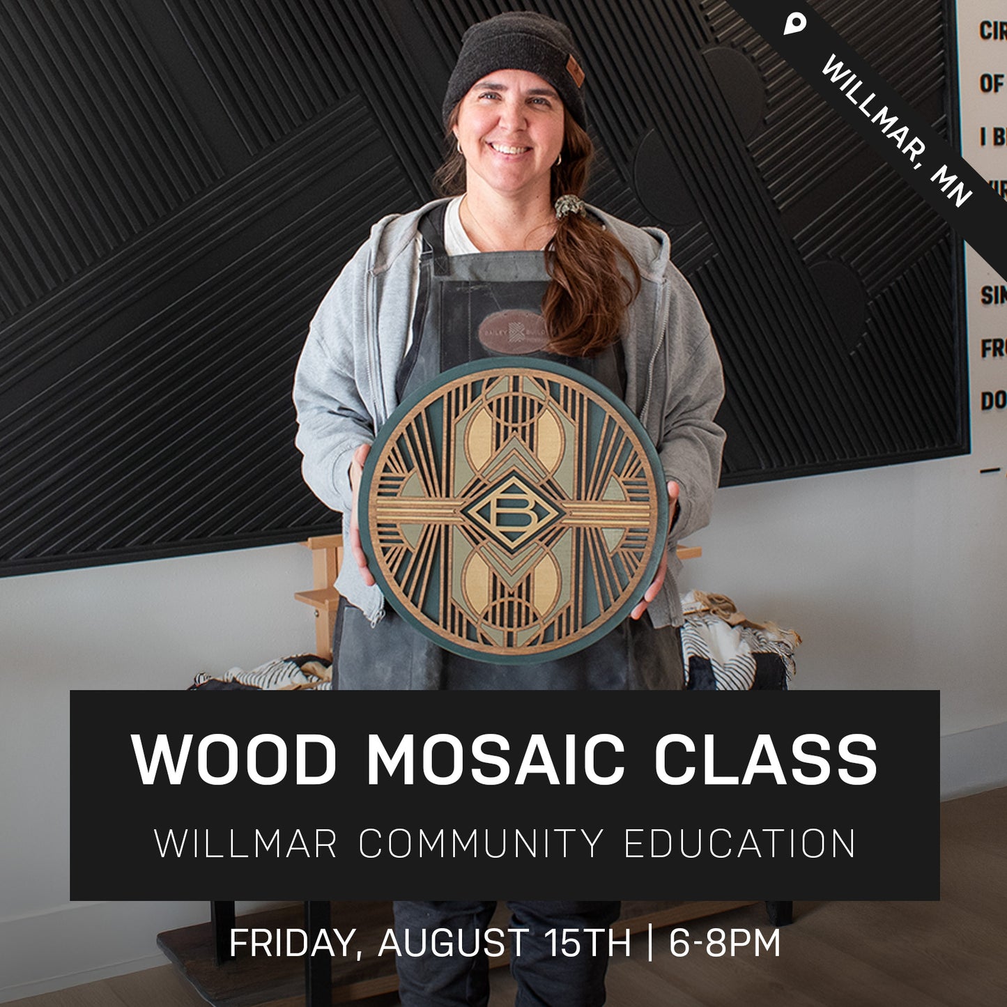 Heritage Wood Mosaic Class at Willmar Community Education | Aug. 15th at 6pm| Willmar, MN