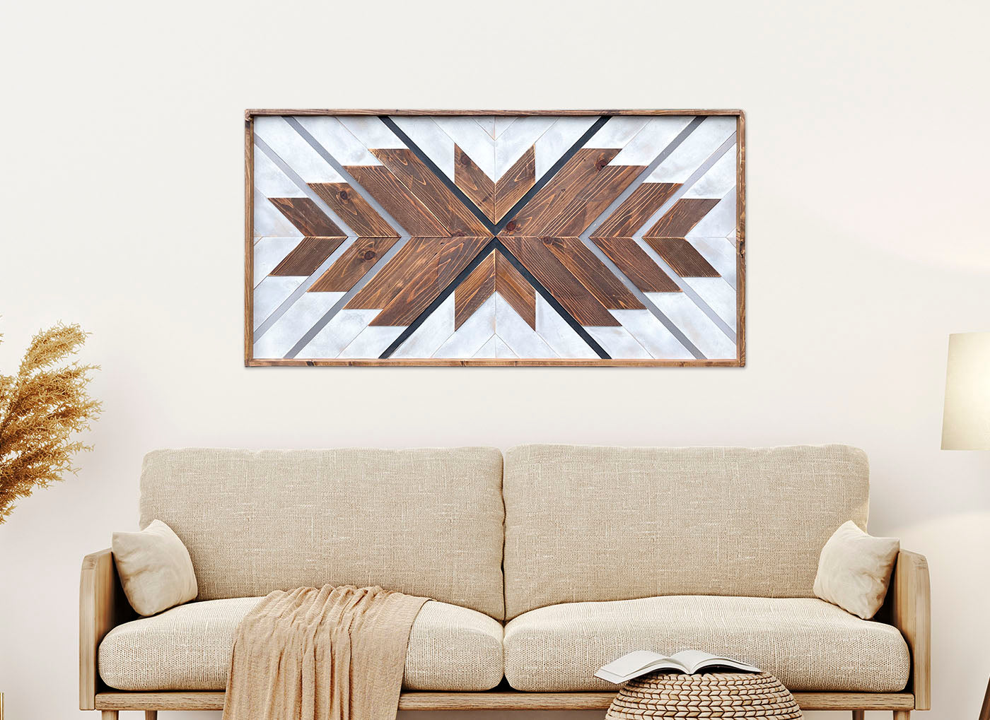 Wood Mosaic Art: Gray Ombre Feather